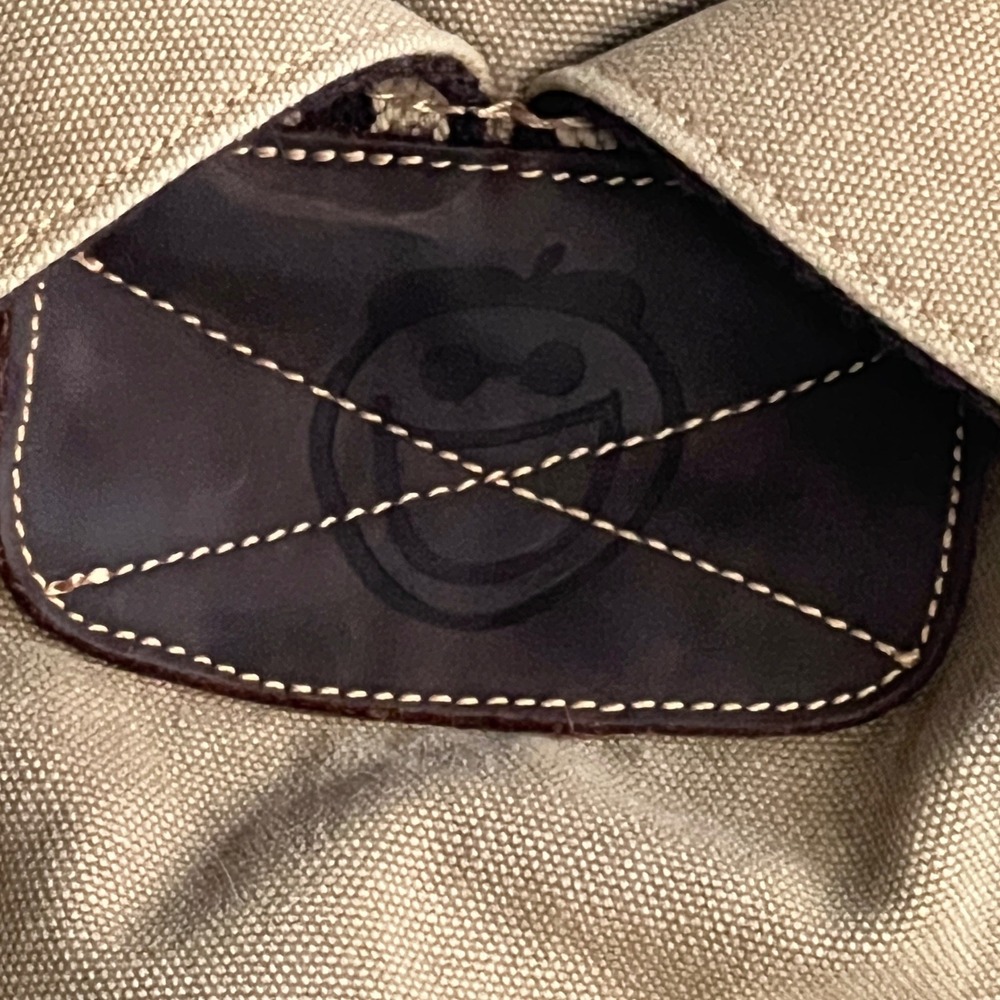 Life is Good Canvas Bucket Backpack Khaki Cotton Leather Trim Drawstring Bag - Picture 5 of 16